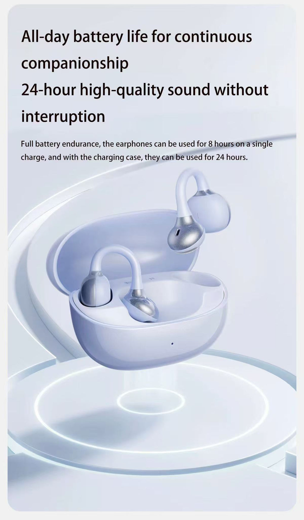 Wopow OWS28 earbuds in charging case, 24 hour battery life