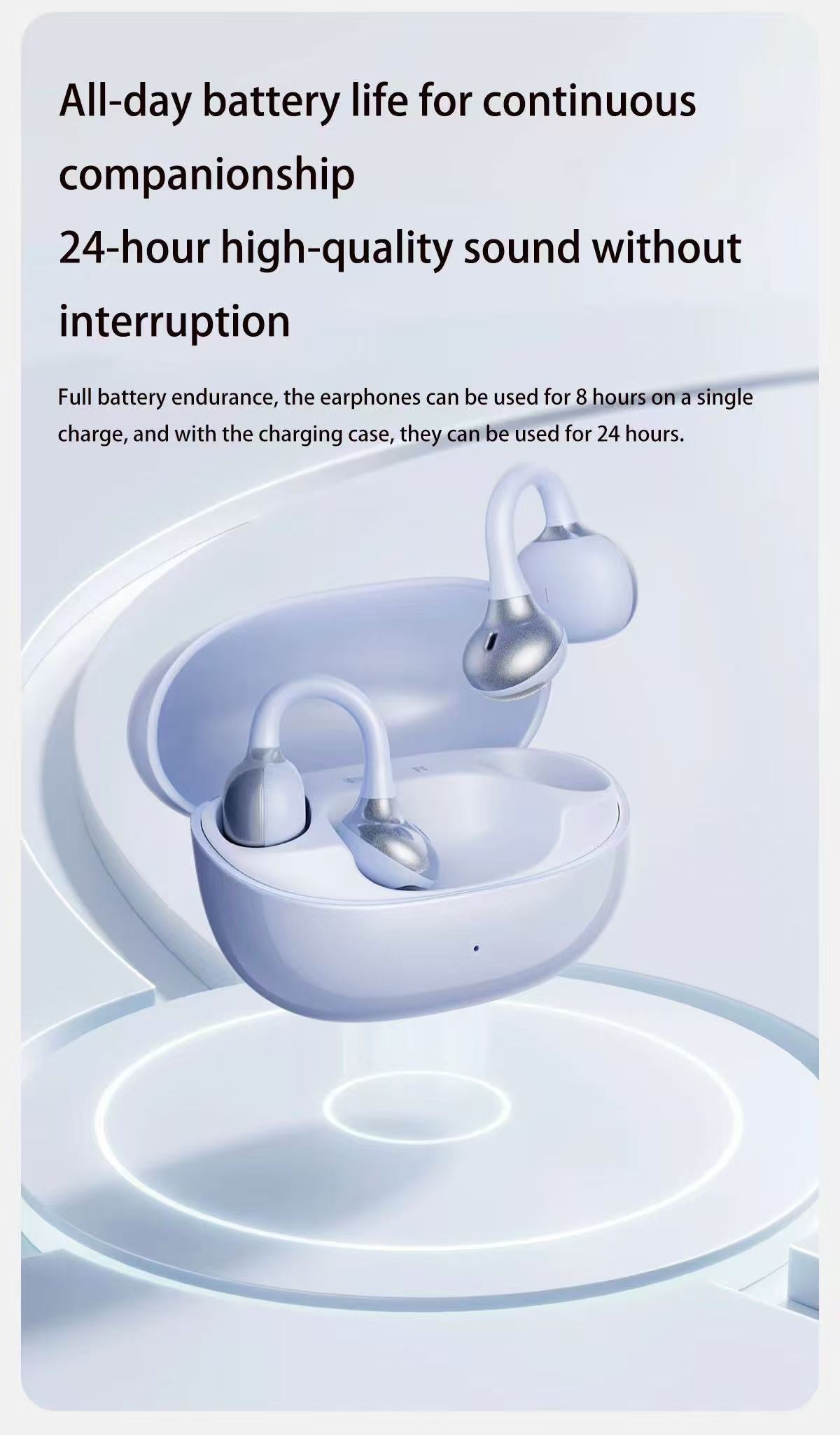 Wopow OWS28 earbuds in charging case, 24 hour battery life