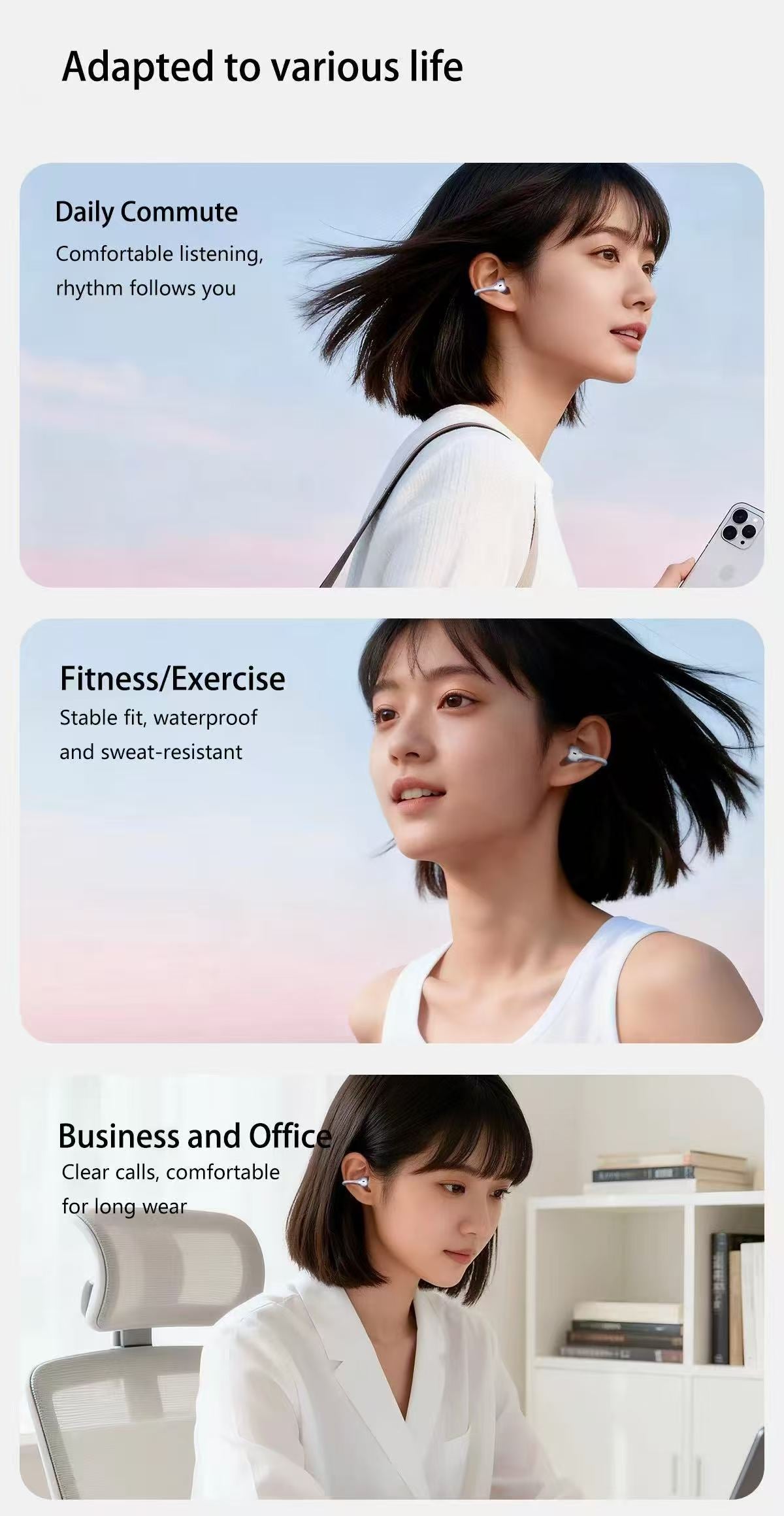 Wopow OWS28 earbuds for daily commute, fitness and office